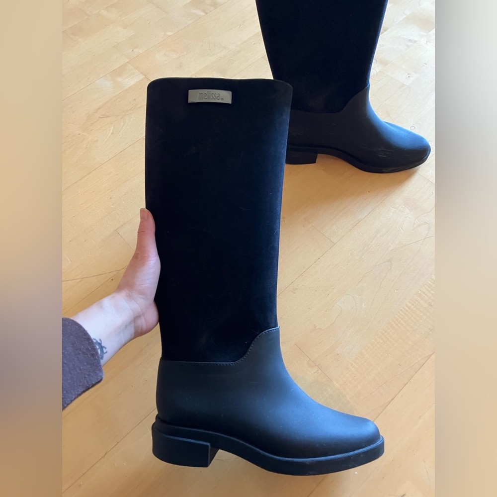 Melissa Women's Black Knee-High Rain Boots - Size 7